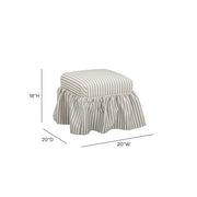 Gertrude striped linen upholstered ottoman by TOV Furniture with a modern, stylish design and soft fabric covering.
