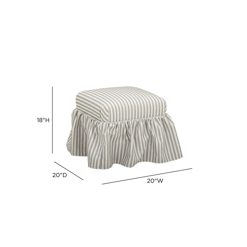 Gertrude striped linen upholstered ottoman by TOV Furniture with a modern, stylish design and soft fabric covering.