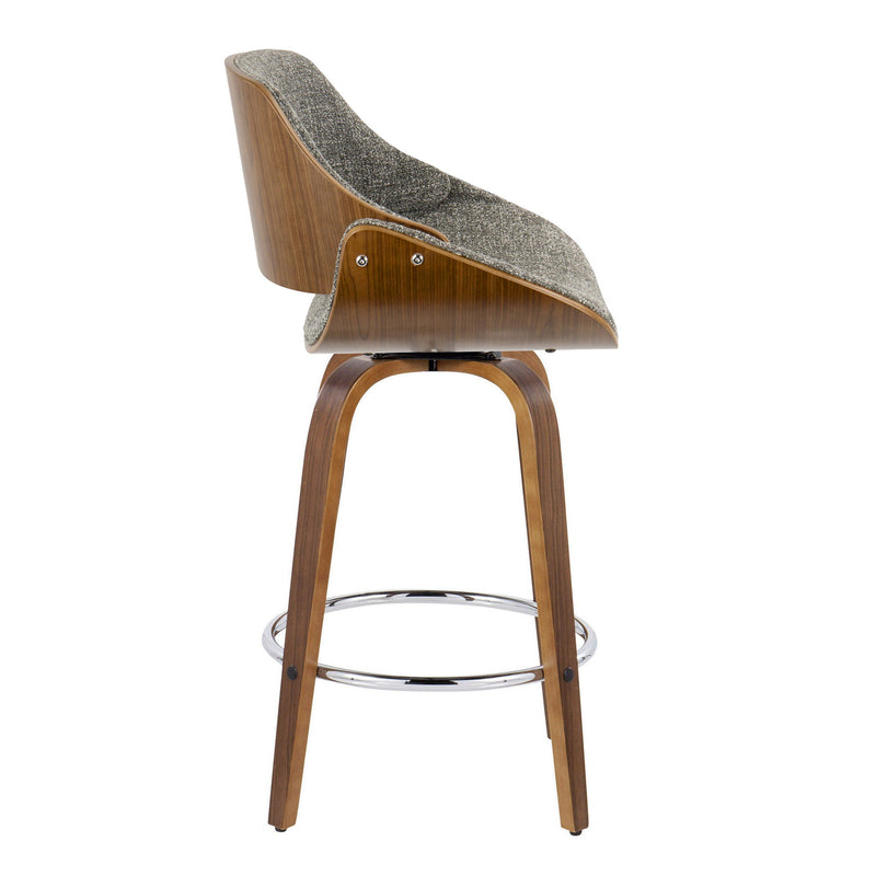 Lumi Source Fabrizzi mid-century modern counter stool set with swivel seats, round footrests, and sleek design.