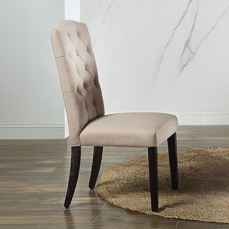 Gerardo - Side Chair (Set of 2) - Beige Linen & Weathered Espresso - R&R Furniture Gallery (Fountain Valley, CA)