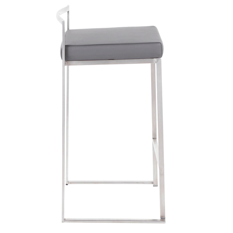 Lumi Source Fuji contemporary stackable counter stool set with sleek, modern design and wooden seats, perfect for stylish kitchen or bar area.