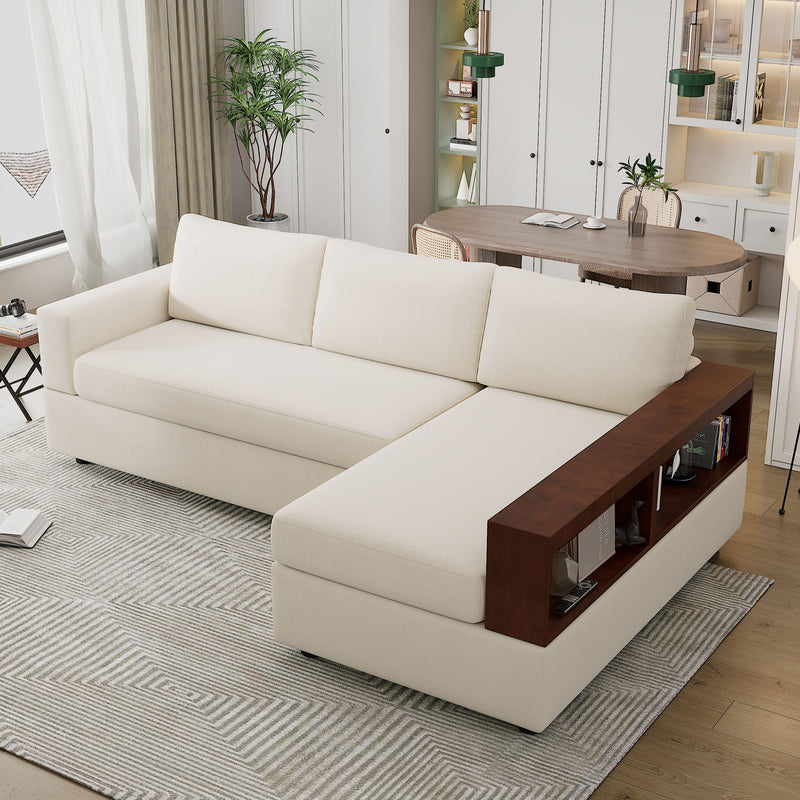 Noble House stationary sectional sofa with upholstered cushions and reversible armrests, perfect for modern living room seating.