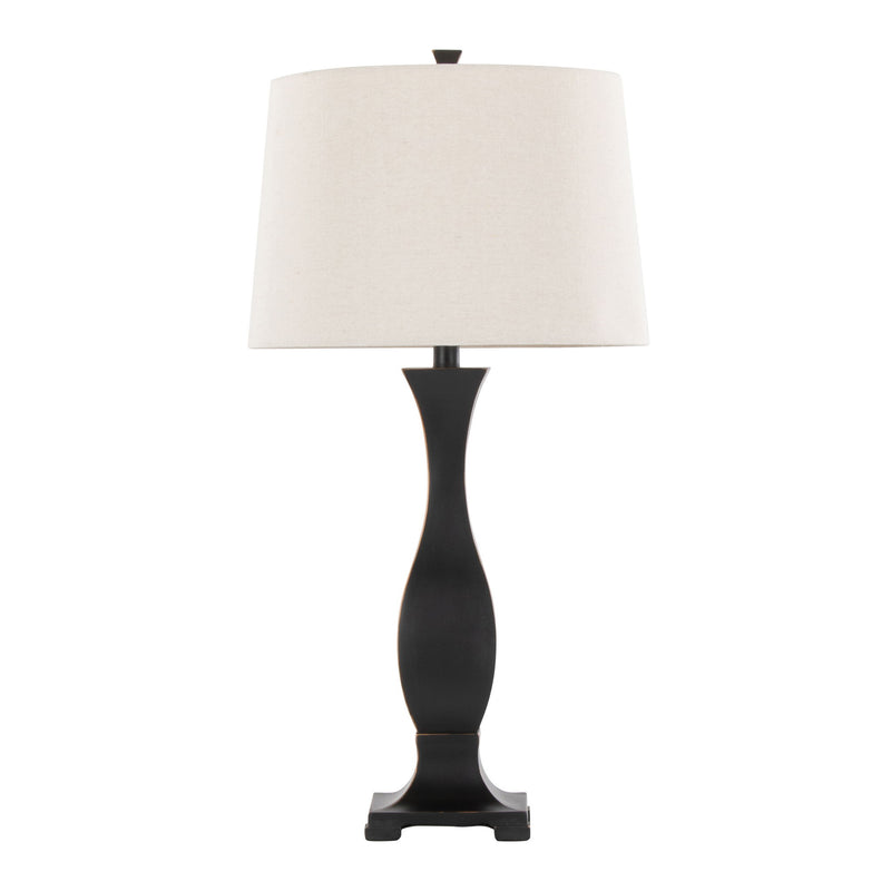 Lumi Source Riley contemporary table lamp set with oil rubbed bronze finish and oat-colored shades, modern home lighting.