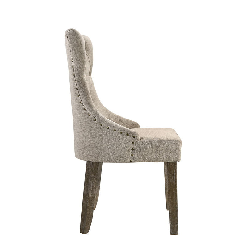 Gabrian - Side Chair (Set of 2) - Two-Tone Beige Fabric & Reclaimed Gray - R&R Furniture Gallery (Fountain Valley, CA)