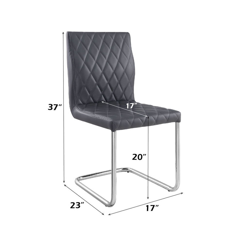 Ansonia - Side Chair (Set of 2) - Gray Synthetic Leather & Chrome - R&R Furniture Gallery (Fountain Valley, CA)