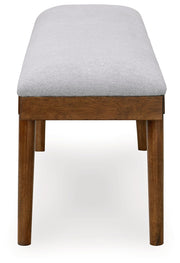 Lyncott - Large Upholstered Dining Room Bench - Gray / Brown - R&R Furniture Gallery (Fountain Valley, CA)