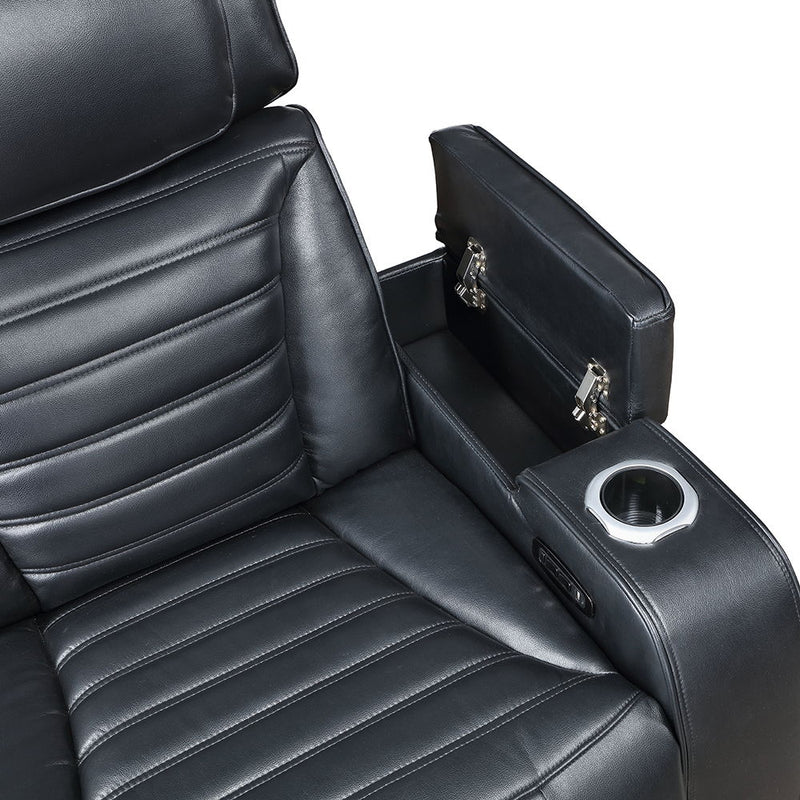 Ephron - Power Motion Recliner With Power Headrest & LED - Black - R&R Furniture Gallery (Fountain Valley, CA)