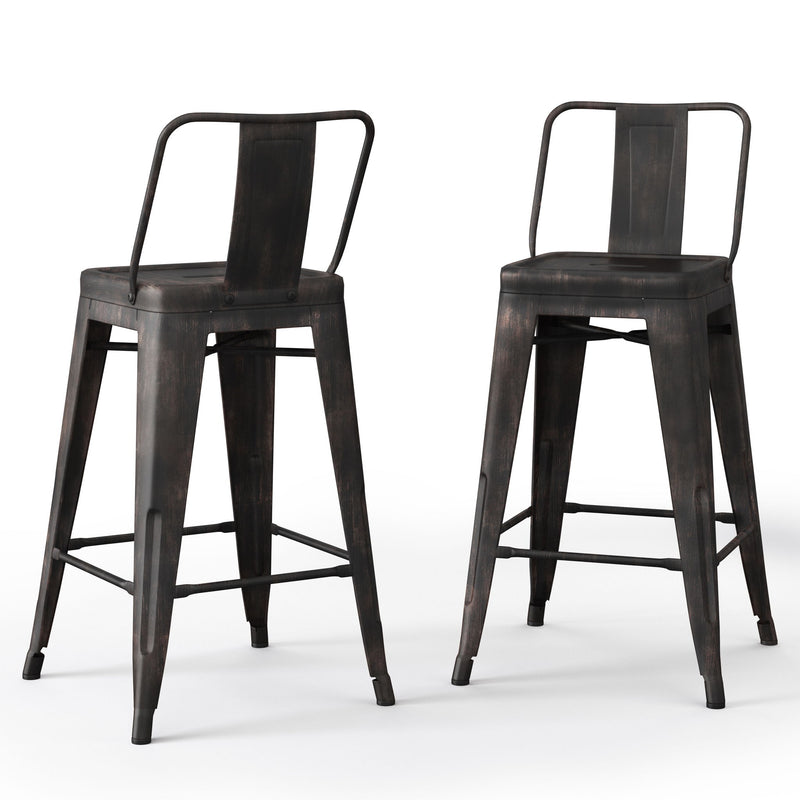Rayne - Curved Back Metal Stool (Set of 2) - R&R Furniture Gallery (Fountain Valley, CA)