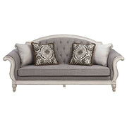 Florian - Sofa With 4 Pillows - Gray Fabric & Antique White - R&R Furniture Gallery (Fountain Valley, CA)