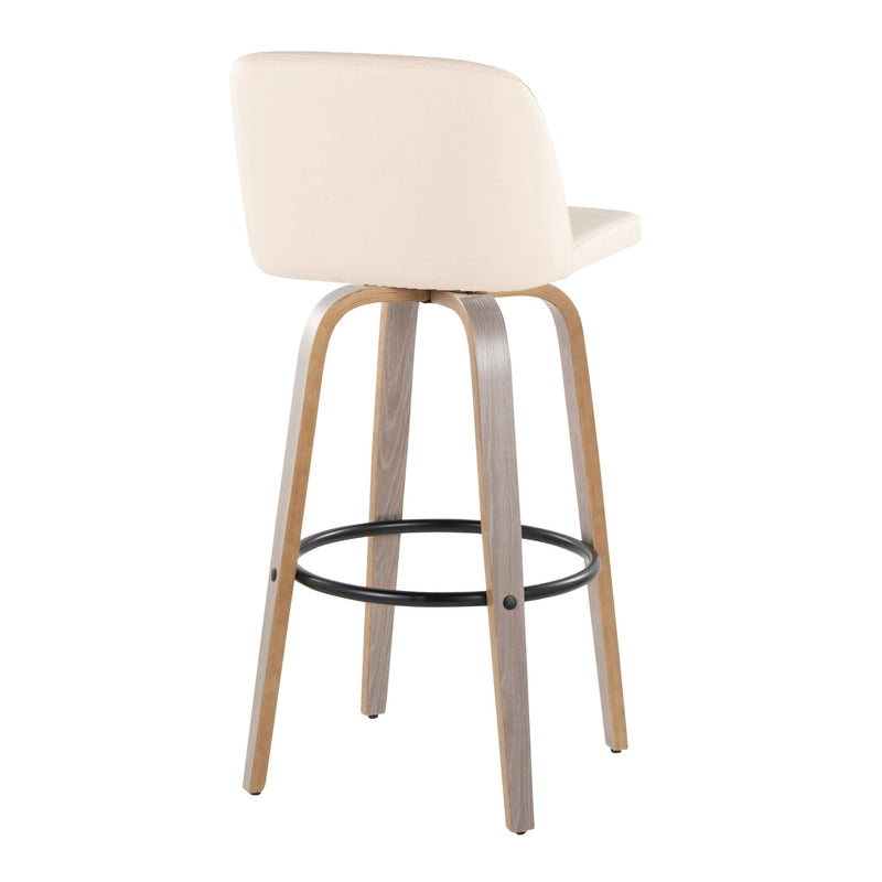 Lumi Source Toriano fixed height contemporary barstool set with swivel and round footrest, modern design, set of two.