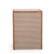Kora cotton jute accent nightstand by TOV Furniture with a wooden top and woven jute drawer front, modern bedroom storage.