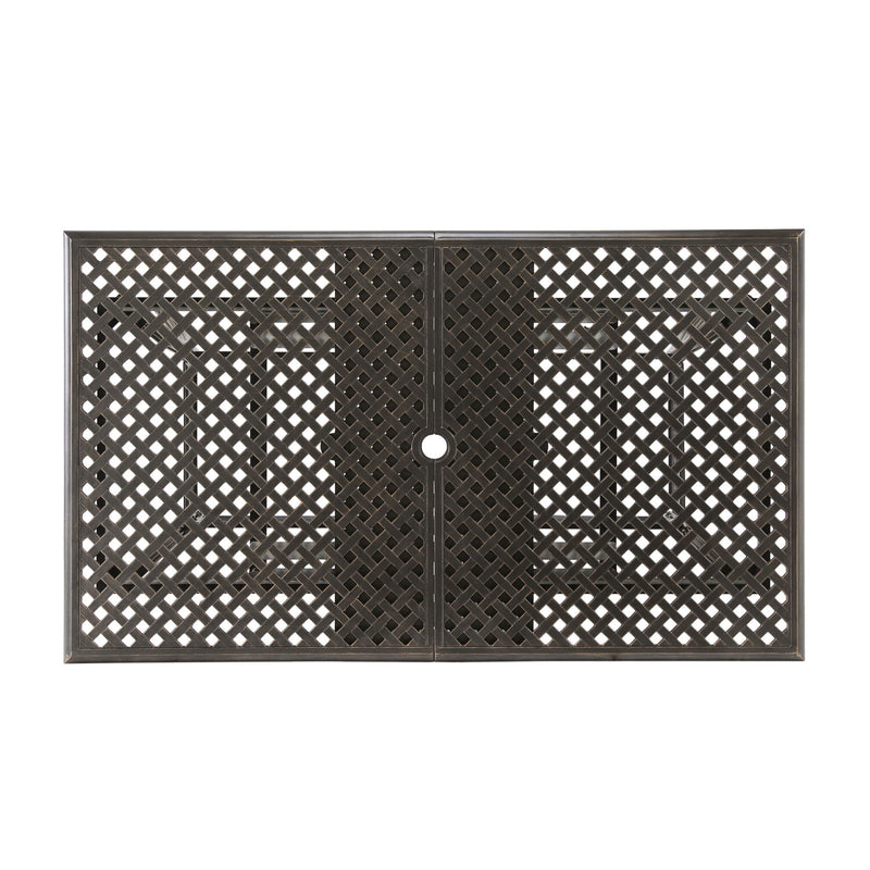 Outdoor Expandable Dining Table With Umbrella Holder, Lattice Pattern And Curved Legs - Black - R&R Furniture Gallery (Fountain Valley, CA)