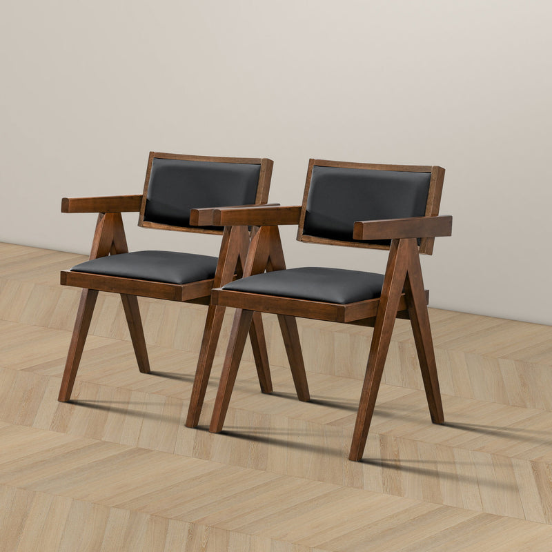 Athena - Dining Chair (Set of 2) - Black / Brown - R&R Furniture Gallery (Fountain Valley, CA)