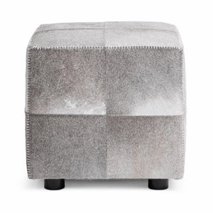 Square Sparrow Gray upholstered ottoman from Classic Home Landyn collection, featuring a soft, fabric-covered cushioned top.