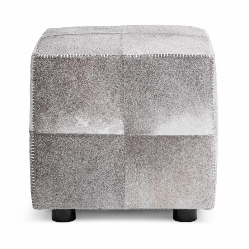 Square Sparrow Gray upholstered ottoman from Classic Home Landyn collection, featuring a soft, fabric-covered cushioned top.