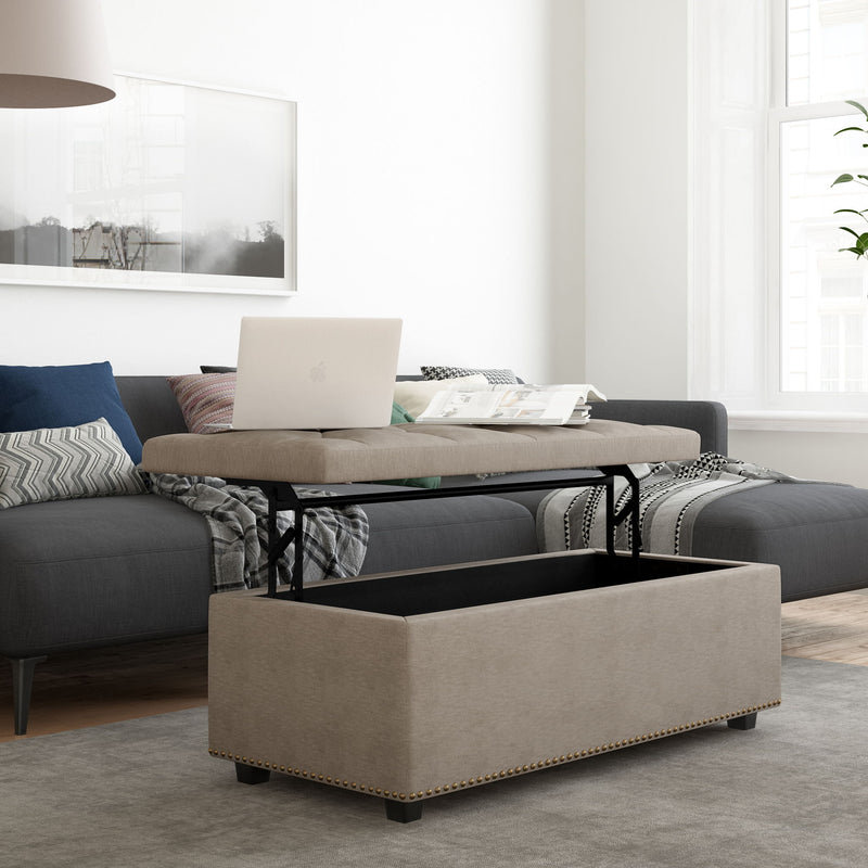 Hamilton - Upholstered Lift Top Rectangular Storage Ottoman - R&R Furniture Gallery (Fountain Valley, CA)