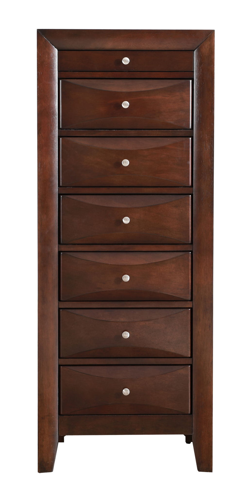 Marilla 7-drawer lingerie chest by Glory Furniture showing a wooden storage unit with multiple drawers and a modern design.