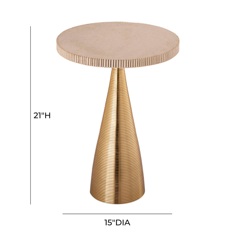 Celeste - Ribbed Side Table - Beige - R&R Furniture Gallery (Fountain Valley, CA)
