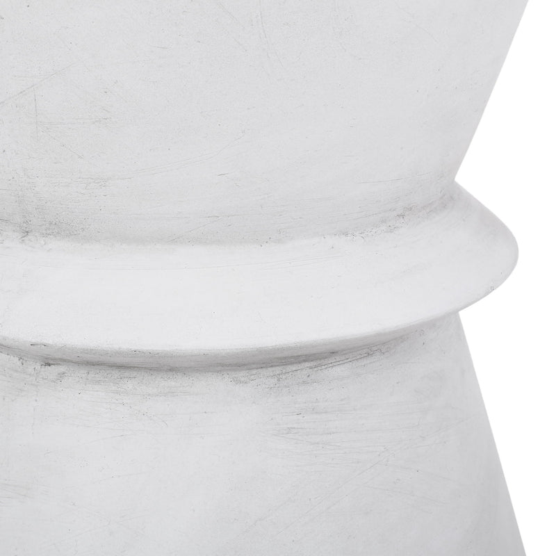 Outdoor Lightweight Concrete End Table With Hourglass Structure - Antique White - R&R Furniture Gallery (Fountain Valley, CA)