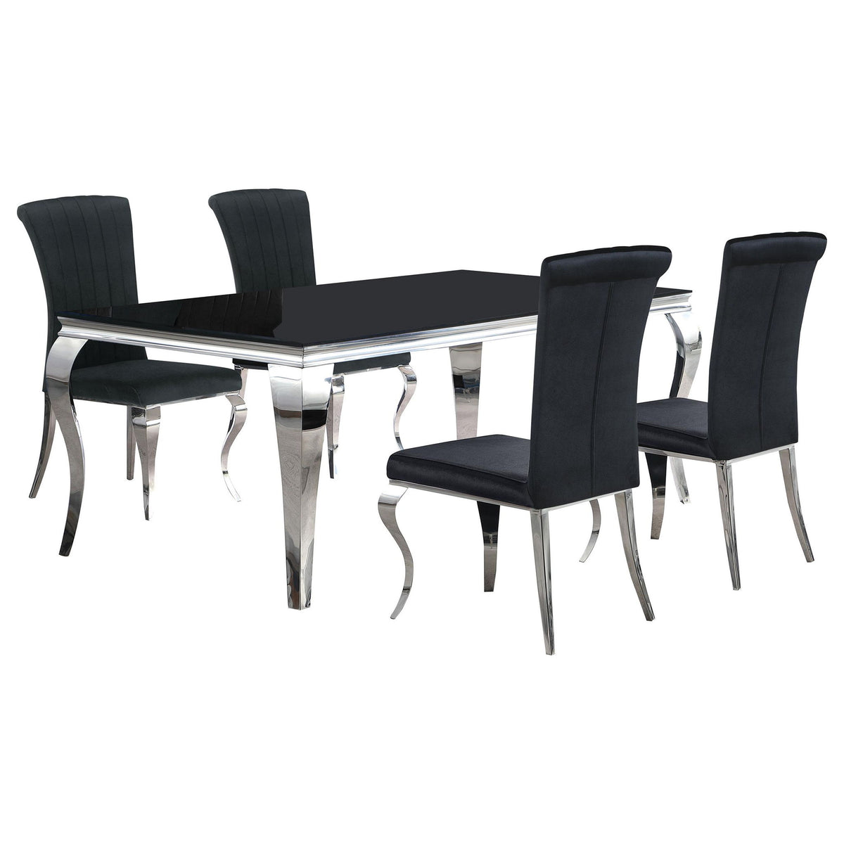 Carone 5-piece 81-inch Rectangular Black Glass Dining Set Black