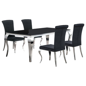 Carone 5-piece 81-inch Rectangular Black Glass Dining Set Black