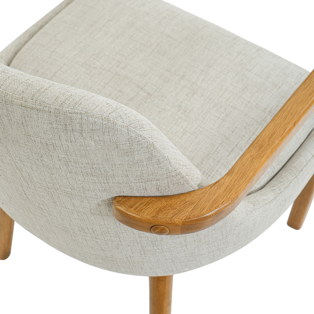 Dining Indoor Upholstered Armchairs (Set of 2) - Beige / Light Oak