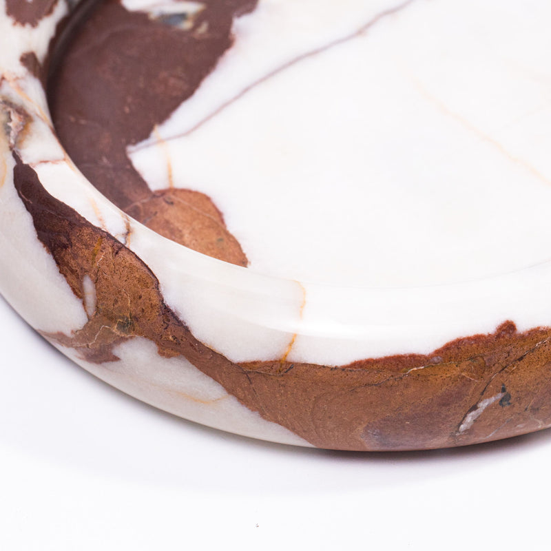 Marble Round Edged Catch-All - Breccia White Brown - R&R Furniture Gallery (Fountain Valley, CA)