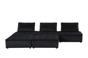 Lilola Home Anna stylish sectional sofa ottoman in neutral fabric, highlighting its modern design and plush cushioning.