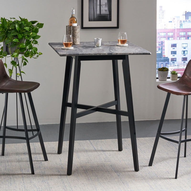 Modern Noble House bar height dining table with rubberwood legs and laminate tabletop, ideal for contemporary bar or kitchen spaces.
