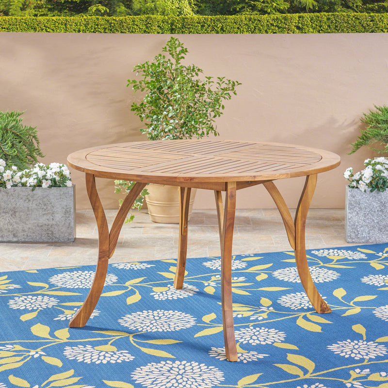 Hermosa - Outdoor Acacia Wood Table Circular Design - R&R Furniture Gallery (Fountain Valley, CA)