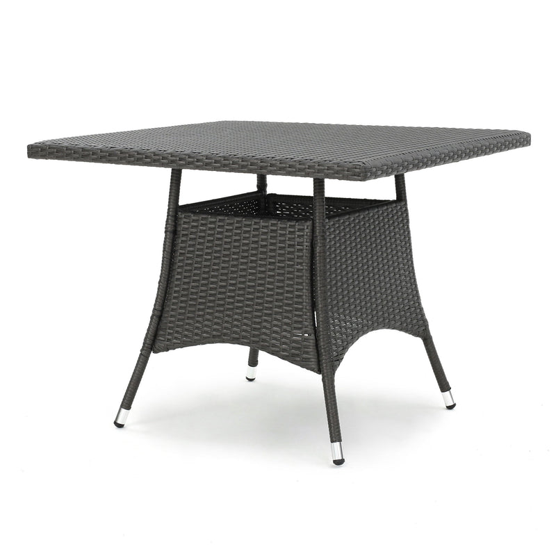 Outdoor Rattan Square Dining Table With 4 Legs - Gray - R&R Furniture Gallery (Fountain Valley, CA)