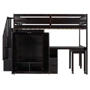 Loft Bed With Stairs, Bookshelf, Drawers, Desk & Wardrobe, Space Saving Multifunctional Furniture - R&R Furniture Gallery (Fountain Valley, CA)