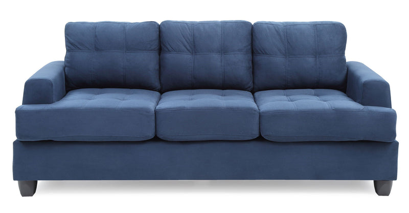Glory Furniture Sandridge stationary sofa with plush cushions and fabric upholstery, shown from a side angle.