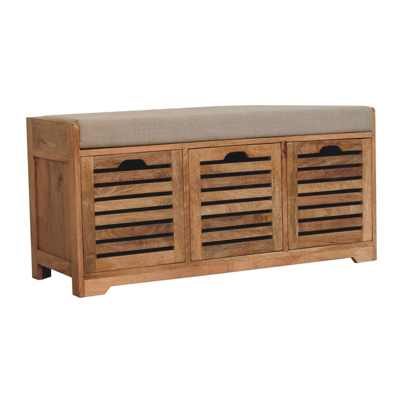 Shutter Shoe Bench, 3 Drawer - Oak - R&R Furniture Gallery (Fountain Valley, CA)