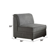 Bois - Modular Armless Chair - Gray Velvet - R&R Furniture Gallery (Fountain Valley, CA)