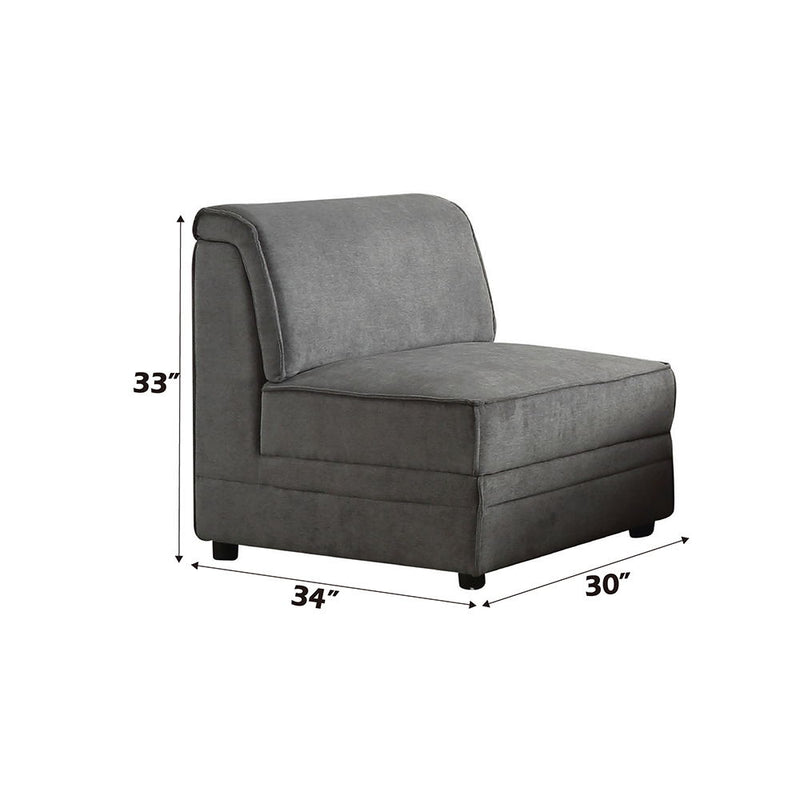 Bois - Modular Armless Chair - Gray Velvet - R&R Furniture Gallery (Fountain Valley, CA)