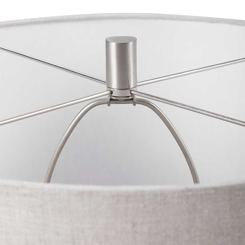 Uttermost white mottled glass table lamp with a sleek design, perfect for modern living room or bedside decor.