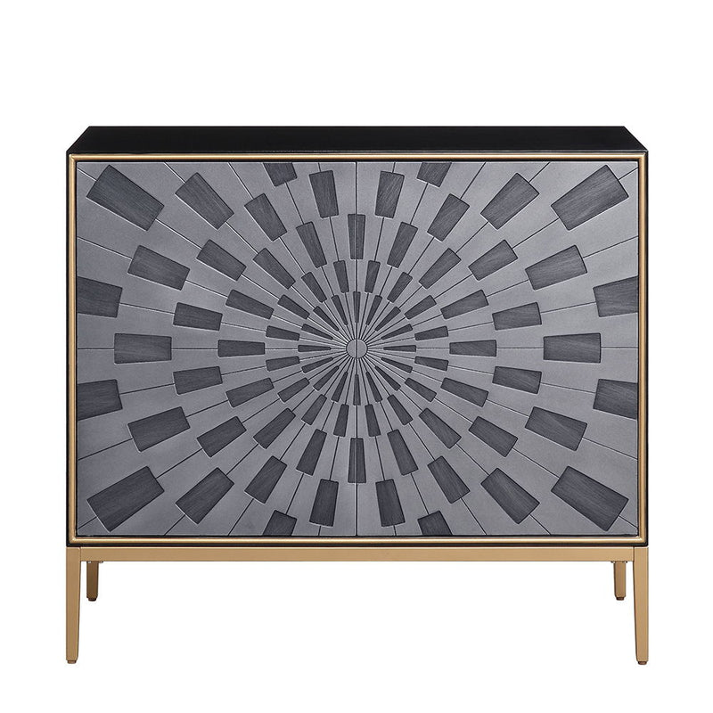 Quilla - Console Cabinet - Black, Gray & Brass - R&R Furniture Gallery (Fountain Valley, CA)