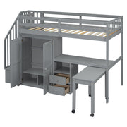 Loft Bed With Stairs, Bookshelf, Drawers, Desk & Wardrobe, Space Saving Multifunctional Furniture - R&R Furniture Gallery (Fountain Valley, CA)