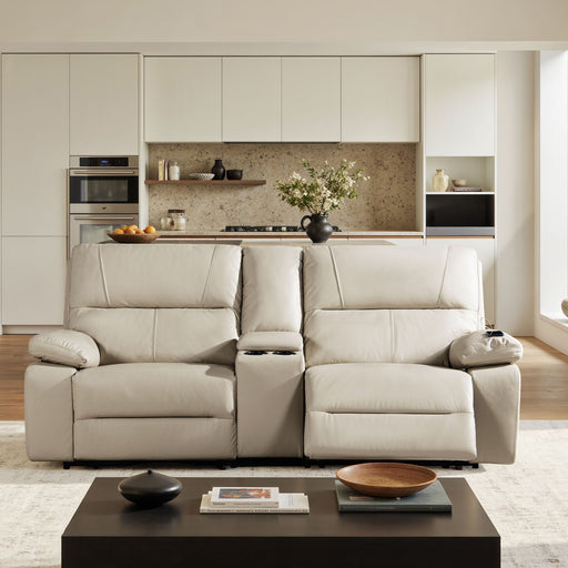 Malibu - Modern Power Motion 3 Piece Reclining Loveseat Sofa With Cup Holders - Cream Taupe Beige - R&R Furniture Gallery (Fountain Valley, CA)