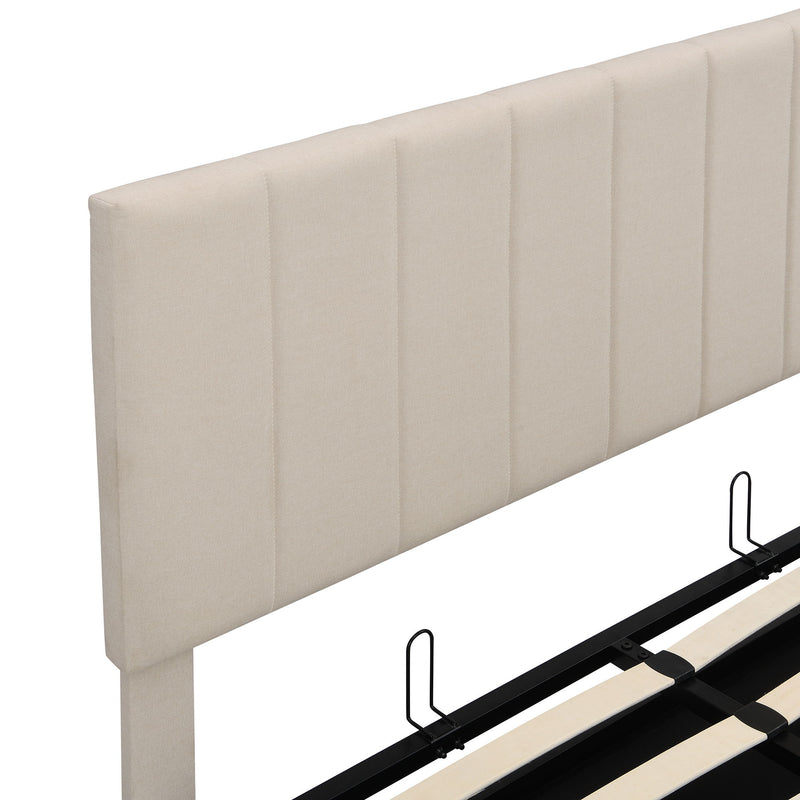 Elegant Upholstered Platform Bed With Hydraulic Storage System - R&R Furniture Gallery (Fountain Valley, CA)