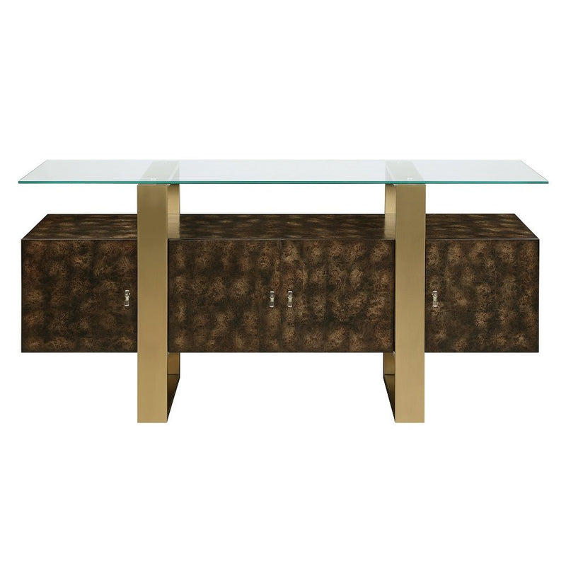 Mabyn - Console Cabinet - Brass & Antique Brown - R&R Furniture Gallery (Fountain Valley, CA)