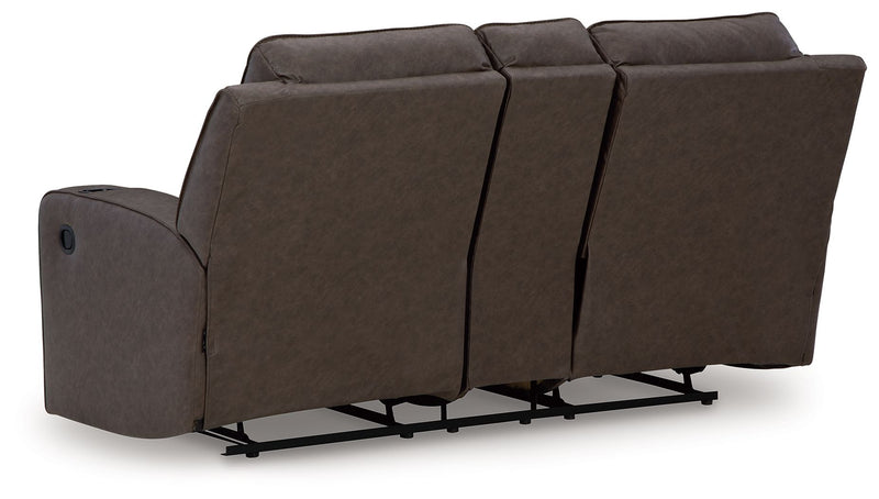 Lavenhorne - Dbl Rec Loveseat W/Console - Granite - R&R Furniture Gallery (Fountain Valley, CA)