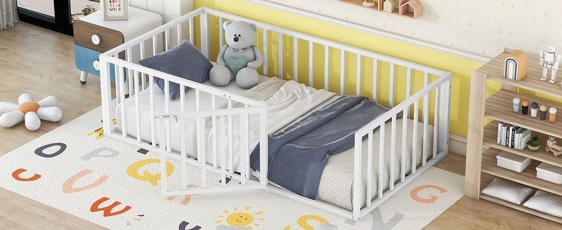 Metal Floor Bed Frame With Fence And Door - R&R Furniture Gallery (Fountain Valley, CA)