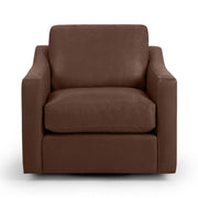 Classic Home Aspen swivel chair with a cushioned seat and wooden base, featuring a modern design and comfortable armrests.