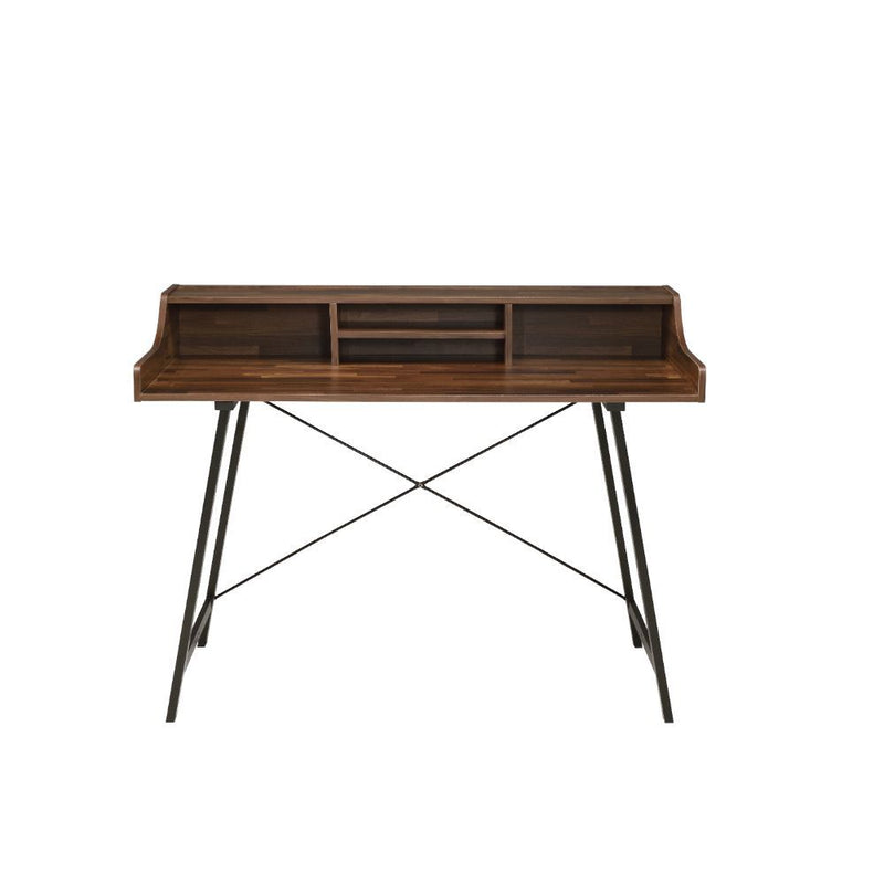 Sange - Writing Desk With USB - Walnut & Black - R&R Furniture Gallery (Fountain Valley, CA)