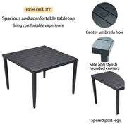 Life Outside outdoor patio dining table with tapered feet and umbrella hole, ideal for outdoor dining spaces.