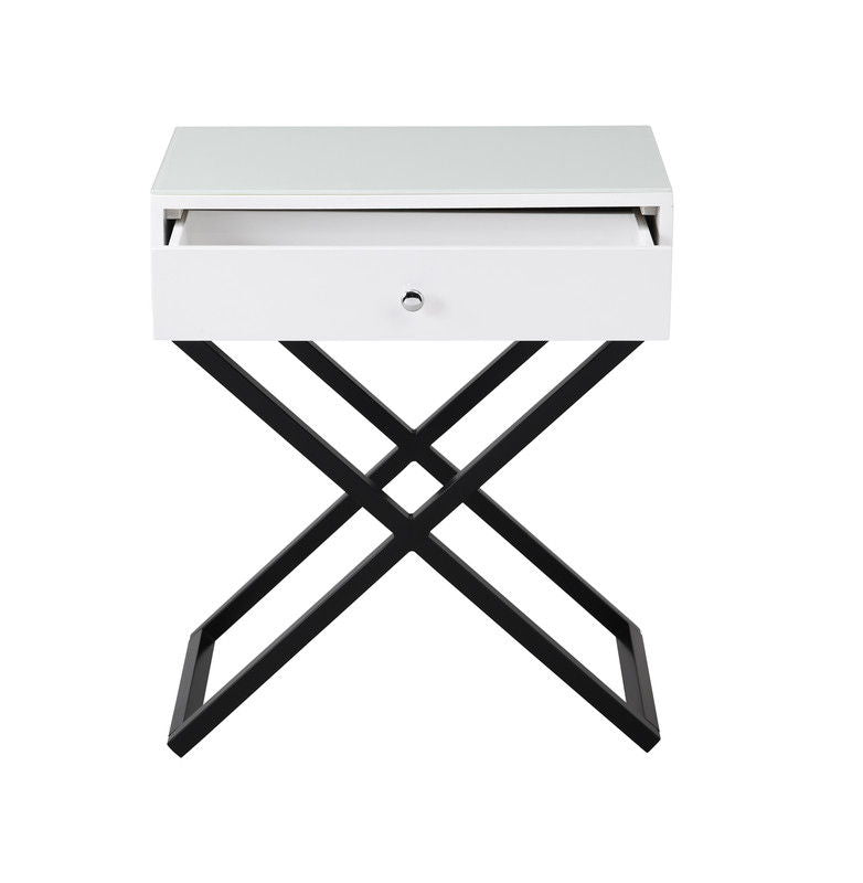 Koda - End Side Table Nightstand, Drawer And Cross Base - R&R Furniture Gallery (Fountain Valley, CA)