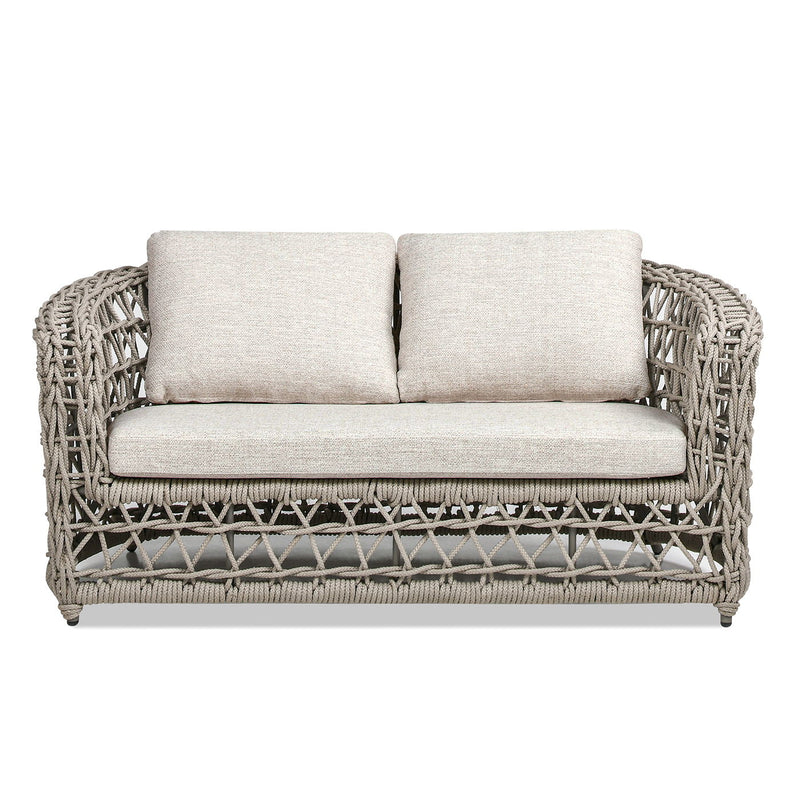 Everly - Frame Barrel Deep Seating Patio Loveseat Sofa Axroma Olefin - Oat Beige - R&R Furniture Gallery (Fountain Valley, CA)