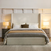 Carmen - Full Size Upholstered Wingback Bed - Ivory - R&R Furniture Gallery (Fountain Valley, CA)